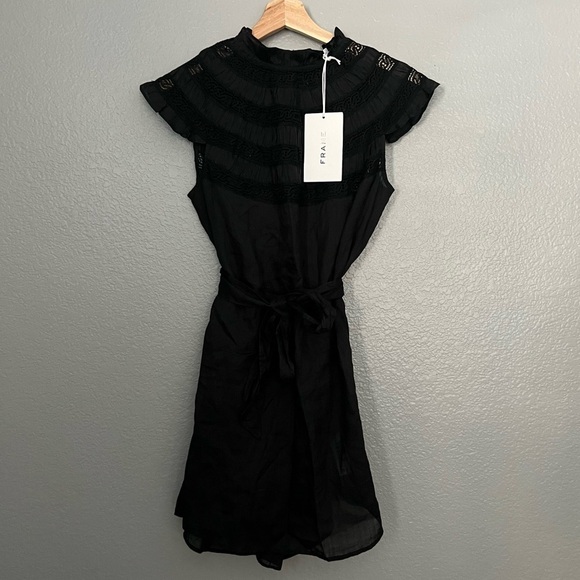 Frame Lace Inset Mini Dress in Black - Picture 4 of 6